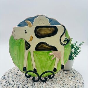 Molde Portugal Ceramic Cow Plate Hand Painted Farmhouse Wall Decor 11.5"